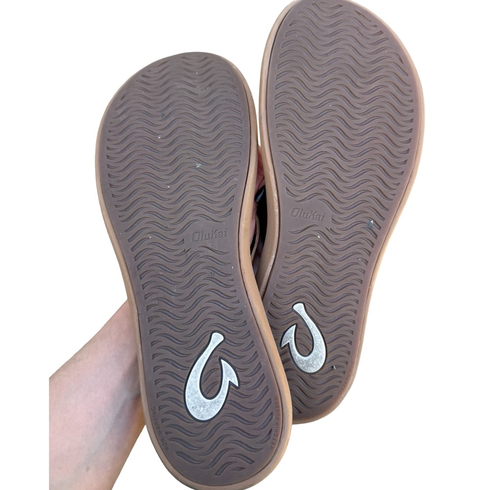 OluKai Kapehe Luana Women 9 Leather Flip Flop Sandals Fox Tan 20468-FMFM - Picture 6 of 7
